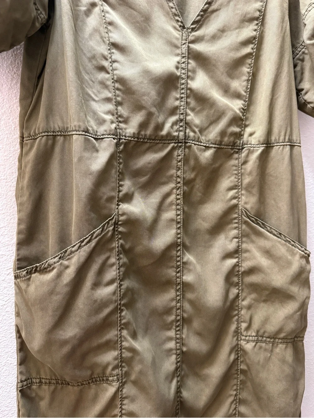 Anthropologie Pilcro and the Letterpress Lyocell Olive Green Utility Dress XS - Picture 7 of 11